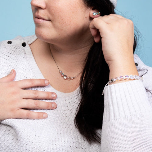 Supernova arc-en-ciel | Argent sterling .925 | Collier fermoir infini en verre Galaxy