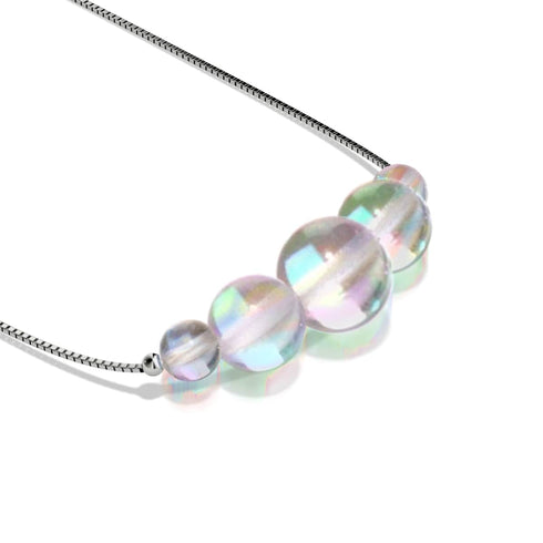 Supernova arc-en-ciel | Argent sterling .925 | Collier fermoir infini en verre Galaxy