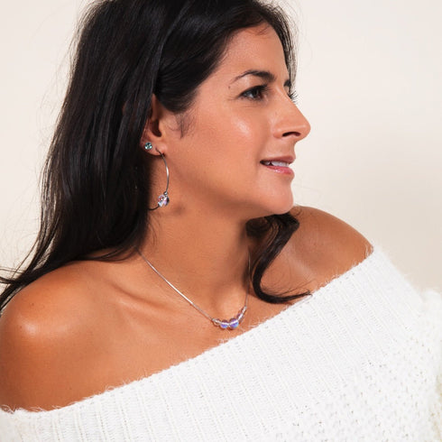 Supernova arc-en-ciel | Argent sterling .925 | Collier fermoir infini en verre Galaxy