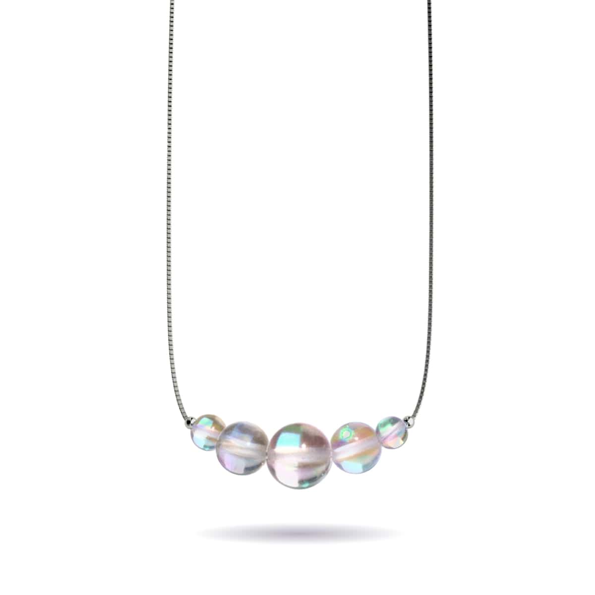 Supernova arc-en-ciel | Argent sterling .925 | Collier fermoir infini en verre Galaxy