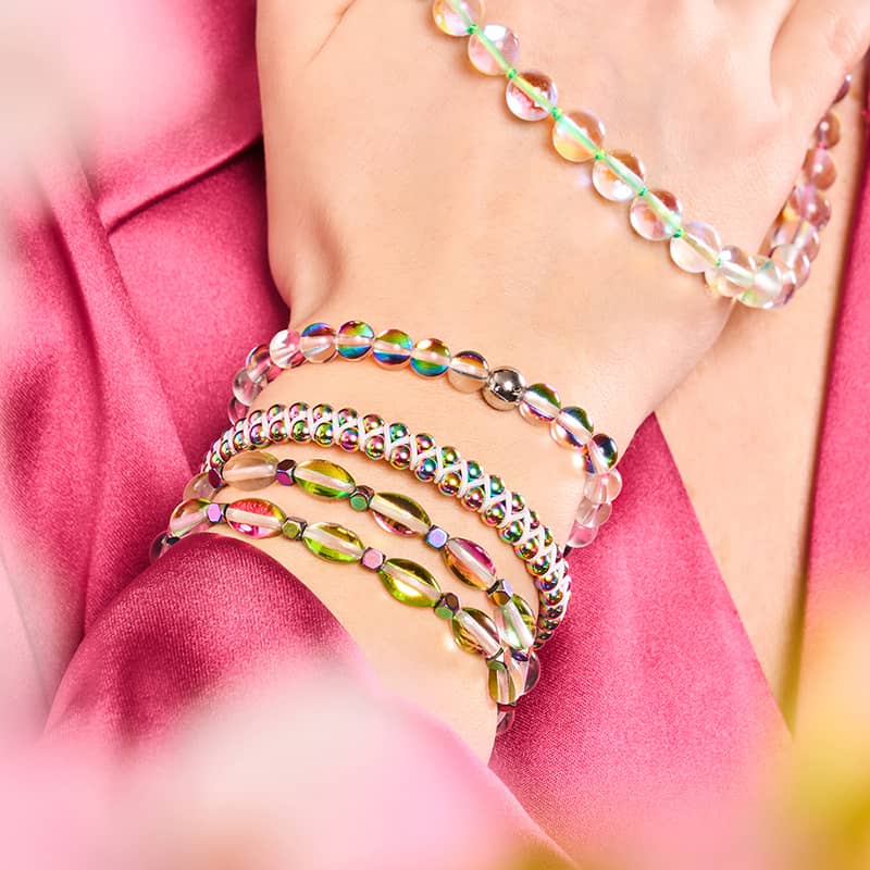 Supernova arc-en-ciel | Argent | Collier noué en verre Galaxy