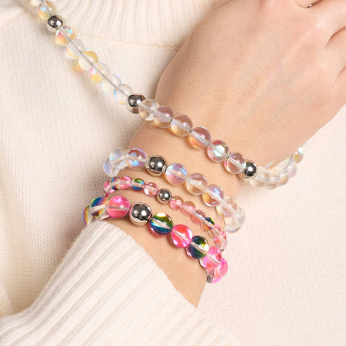 Rainbow Supernova | Silver | Galaxy Glass Statement Necklace