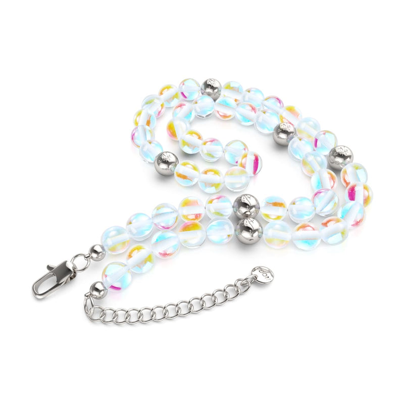 Supernova arc-en-ciel | Argent | Collier déclaration verre galaxie