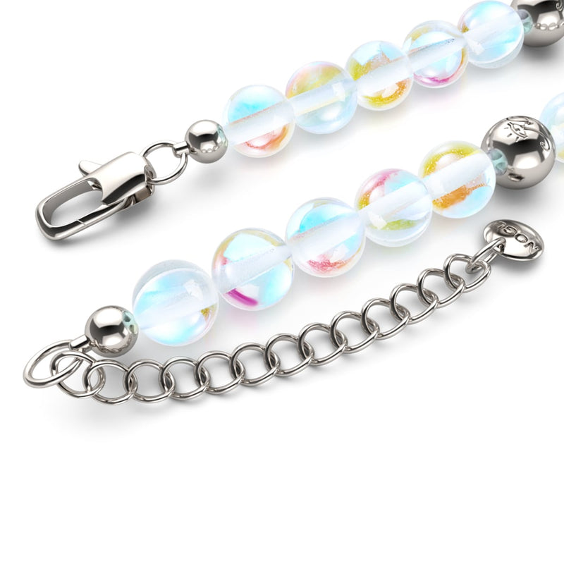 Supernova arc-en-ciel | Argent | Collier déclaration verre galaxie