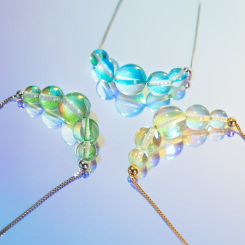 Coup de soleil | Or Vermeil | Collier fermoir infini en verre Galaxy