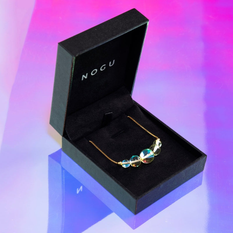 Coup de soleil | Or Vermeil | Collier fermoir infini en verre Galaxy