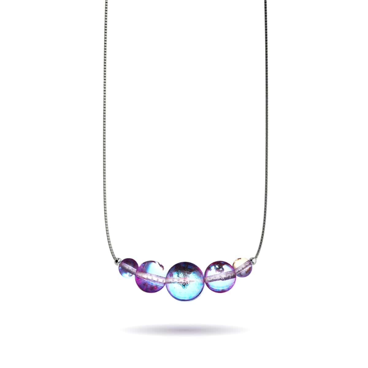 Ultraviolet | Argent sterling .925 | Collier fermoir infini en verre Galaxy