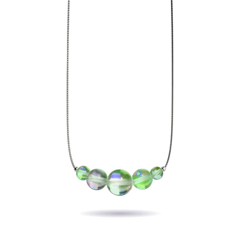Lune verdoyante | Argent sterling .925 | Collier fermoir infini en verre Galaxy