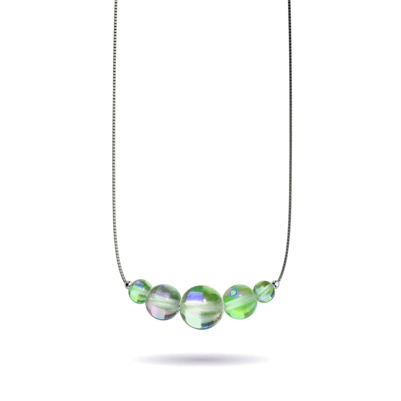 Lune verdoyante | Argent sterling .925 | Collier fermoir infini en verre Galaxy