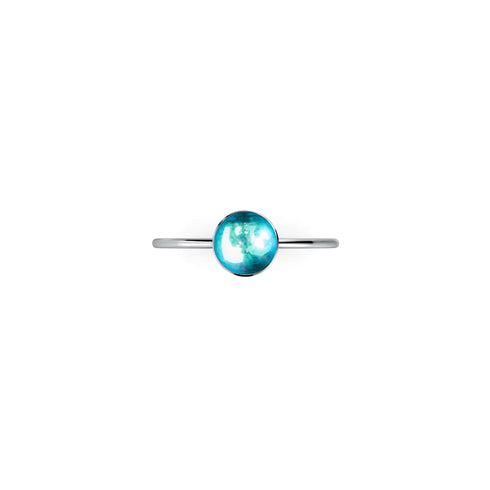 Nébuleuse bleue | Argent sterling .925 | Anneau de verre galaxie