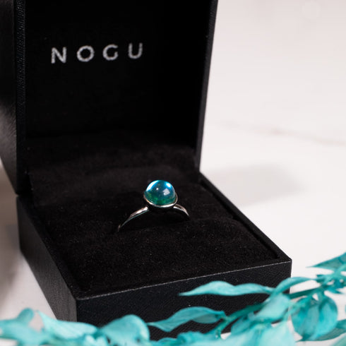 Nébuleuse bleue | Argent sterling .925 | Anneau de verre galaxie