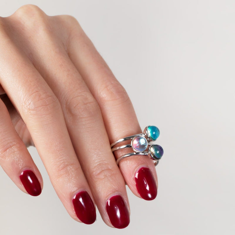 Nébuleuse bleue | Argent sterling .925 | Anneau de verre galaxie