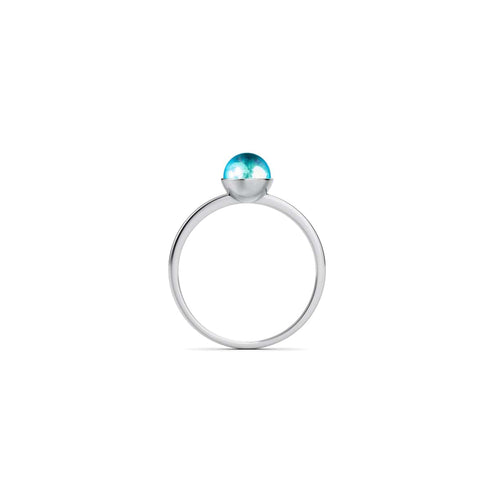 Nébuleuse bleue | Argent sterling .925 | Anneau de verre galaxie