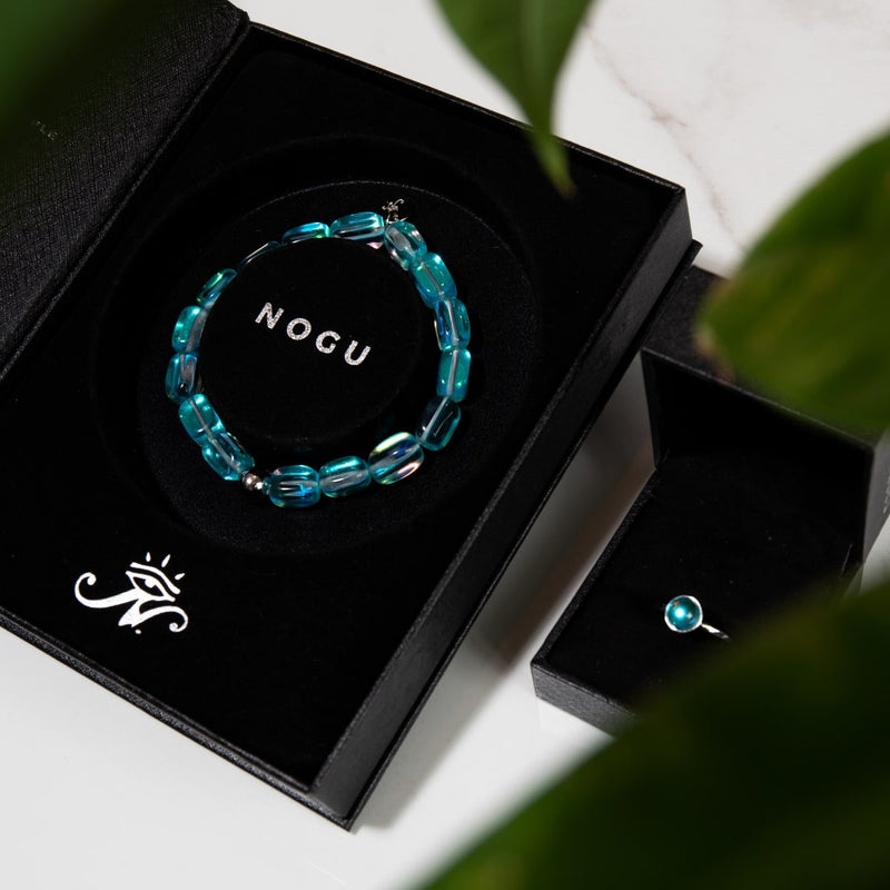 Nébuleuse bleue | Argent sterling .925 | Anneau de verre galaxie