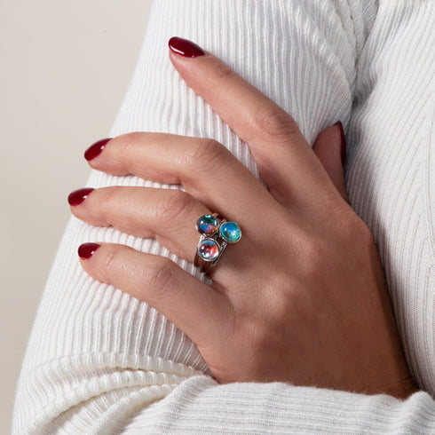 Voie Lactée | Argent sterling .925 | Anneau de verre galaxie