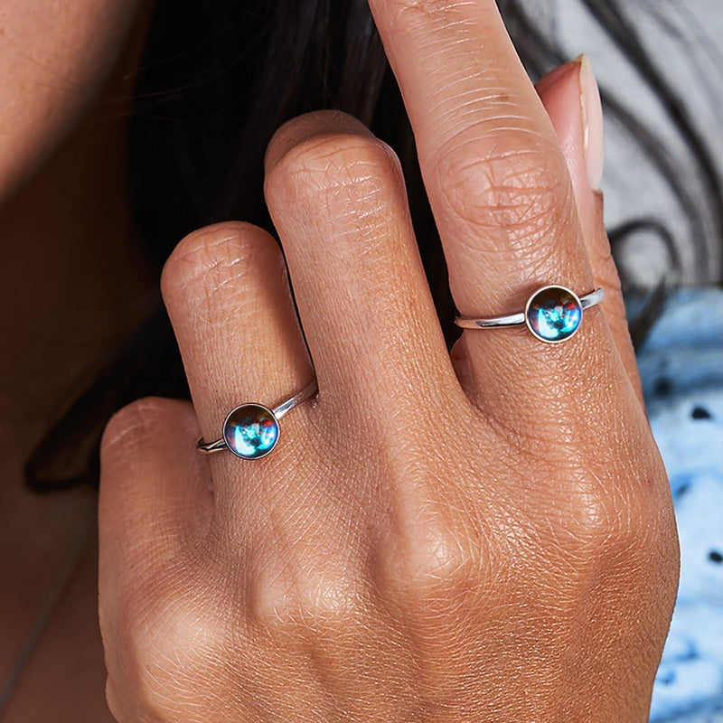 Voie Lactée | Argent sterling .925 | Anneau de verre galaxie