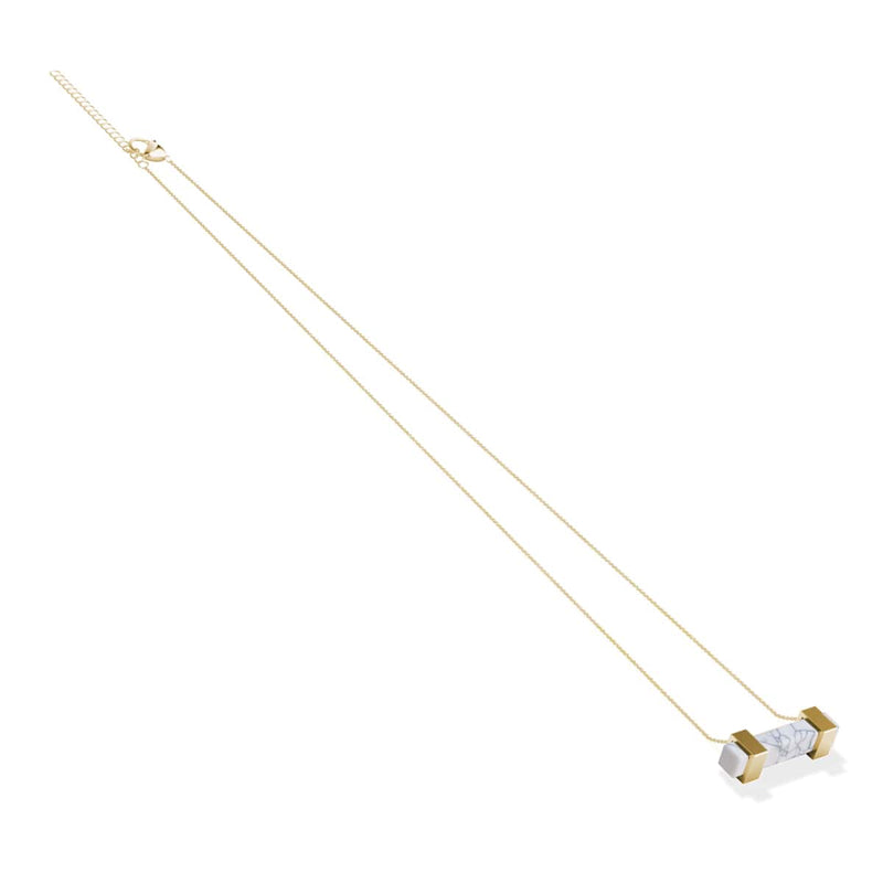 Howlite | Or | Collier barre de pierres précieuses