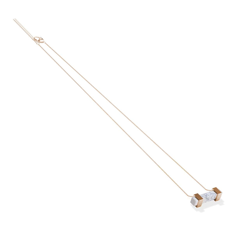 Howlite | Or rose | Collier barre de pierres précieuses