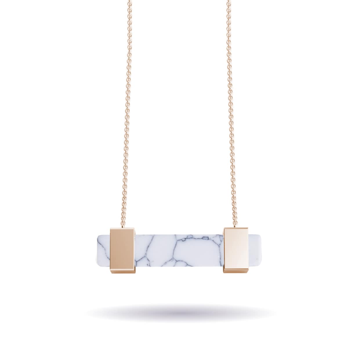 Howlite | Or rose | Collier barre de pierres précieuses