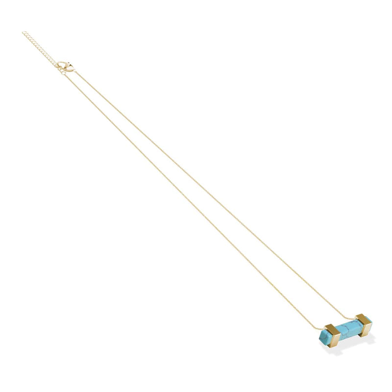 turquoise | Or | Collier barre de pierres précieuses