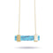 turquoise | Or | Collier barre de pierres précieuses