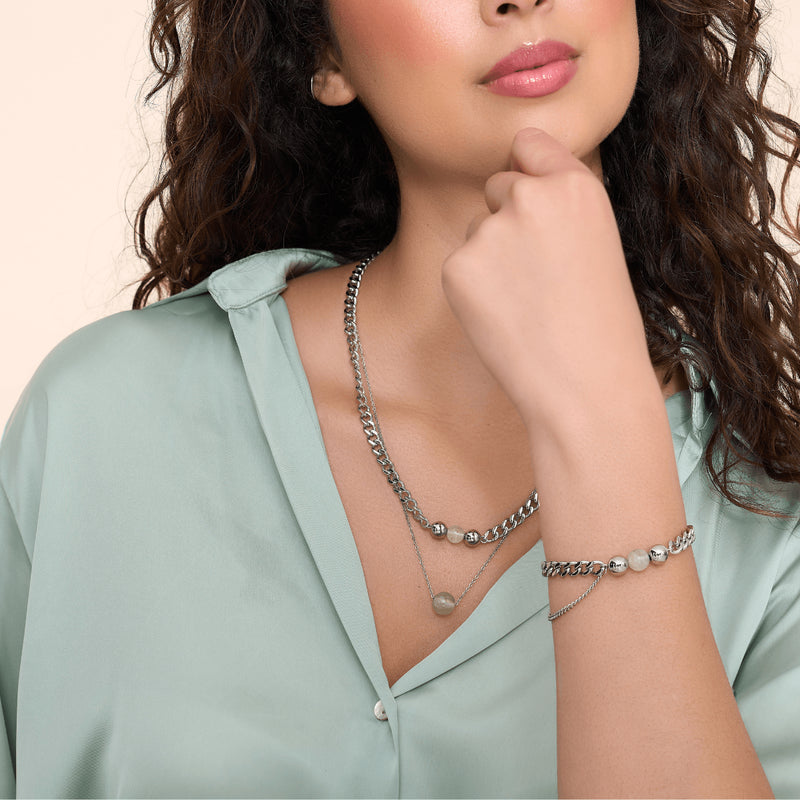 Fluorite x Argent | Bracelet chaîne de pierres précieuses