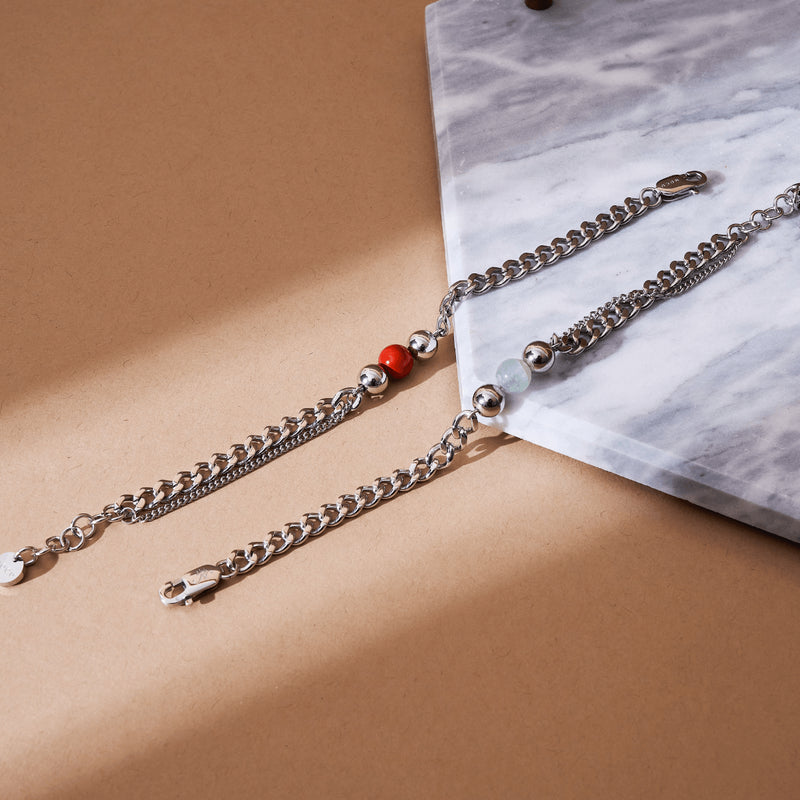 Fluorite x Argent | Bracelet chaîne de pierres précieuses