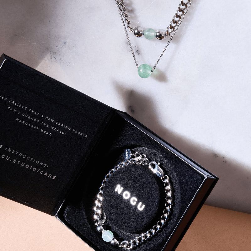 Fluorite x Argent | Bracelet chaîne de pierres précieuses