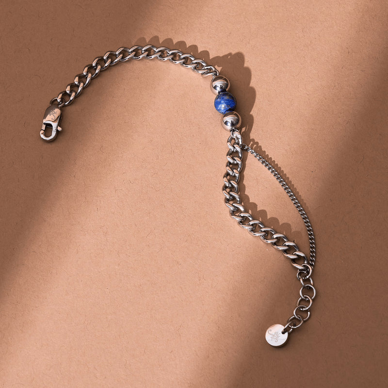 Lapis x Silver | Gemstone Chain Bracelet