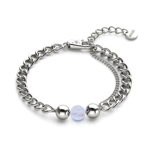 Pierre de Lune x Argent | Bracelet chaîne de pierres précieuses