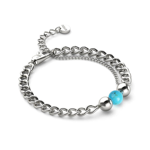 Turquoise x Argent | Bracelet chaîne de pierres précieuses