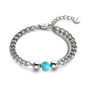 Turquoise x Argent | Bracelet chaîne de pierres précieuses