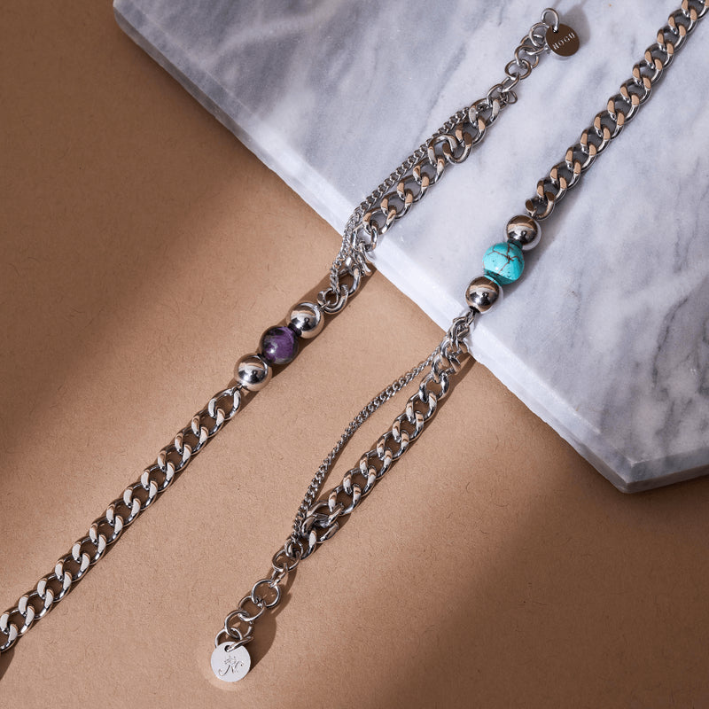 Turquoise x Silver | Gemstone Chain Bracelet