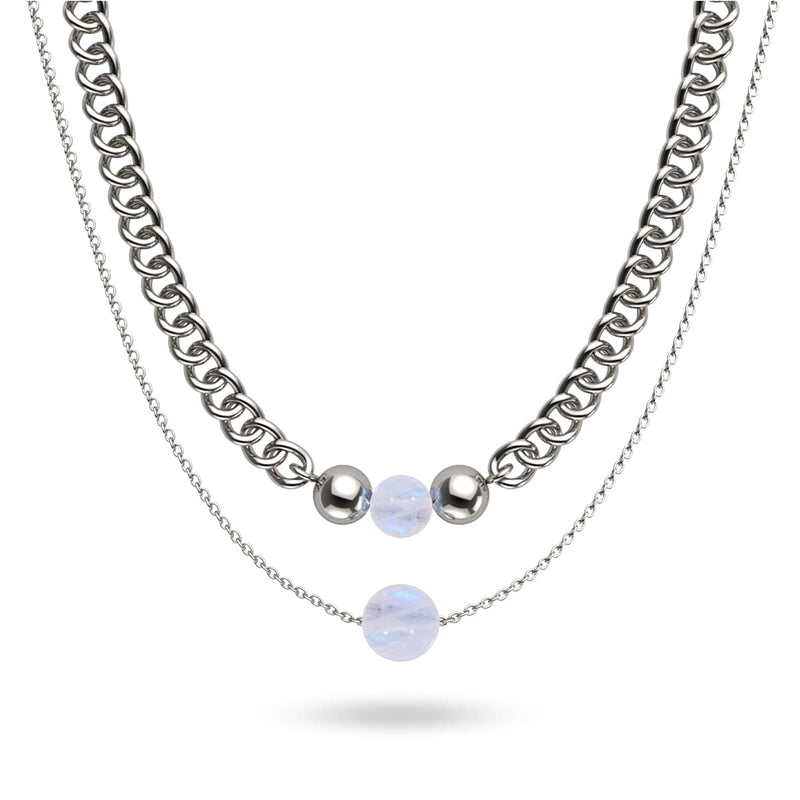 Moonstone x Silver | Gemstone Chain Necklace