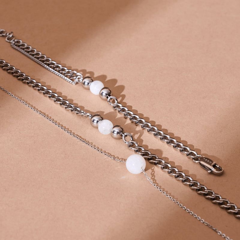 Moonstone x Silver | Gemstone Chain Necklace