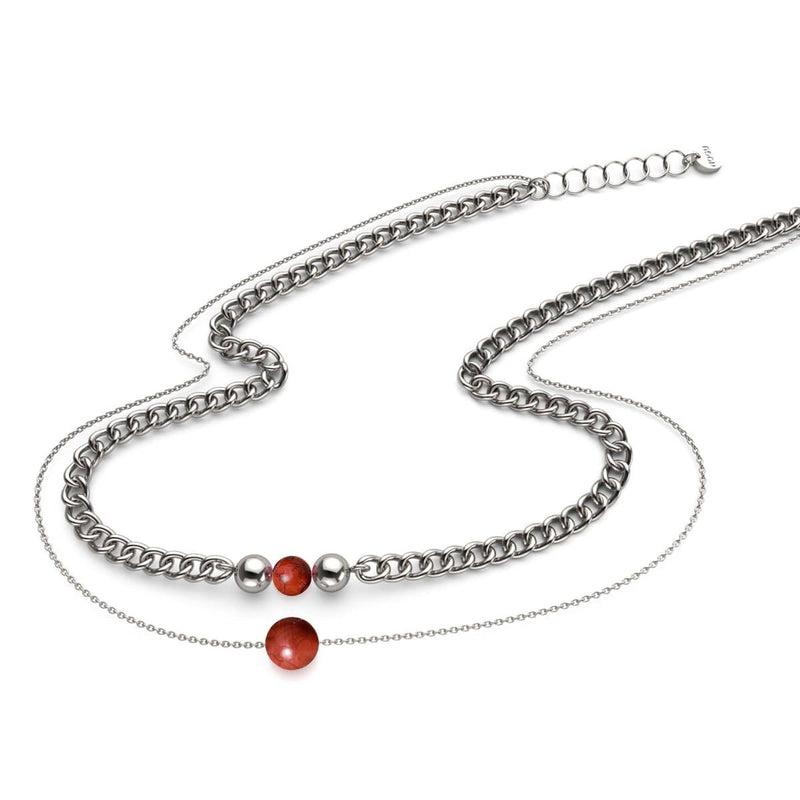 Jaspe Rouge x Argent | Collier chaîne de pierres précieuses