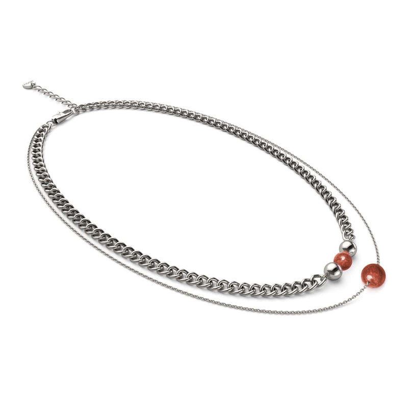 Jaspe Rouge x Argent | Collier chaîne de pierres précieuses