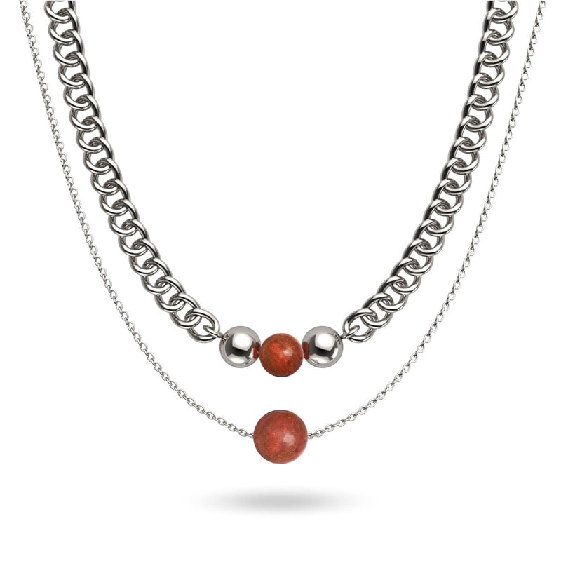 Jaspe Rouge x Argent | Collier chaîne de pierres précieuses