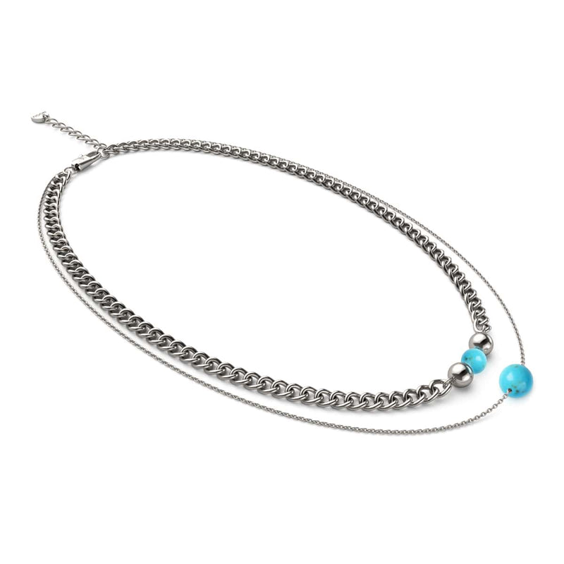 Turquoise x Argent | Collier chaîne de pierres précieuses
