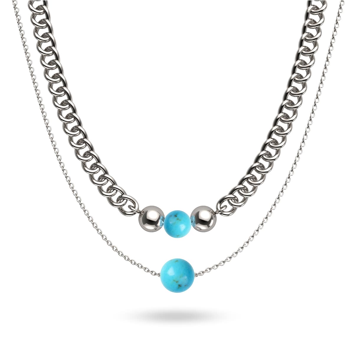 Turquoise x Silver | Gemstone Chain Necklace