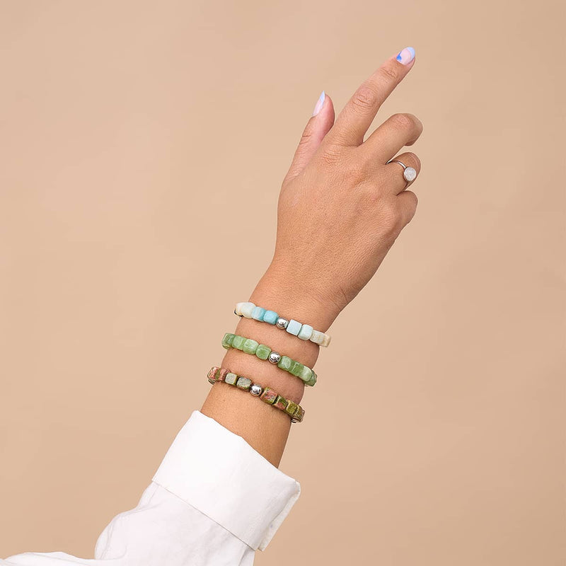 Amazonie | Argent | Bracelet Galet Pierres Précieuses