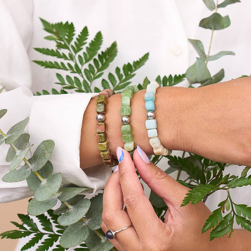 Amazonie | Argent | Bracelet Galet Pierres Précieuses