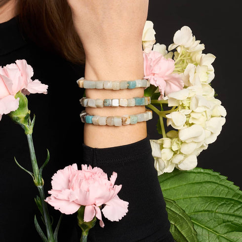 Amazonie | Argent | Bracelet macramé caillou pierre gemme