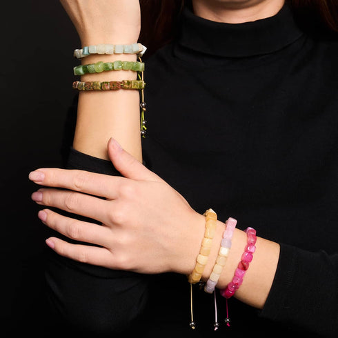 Amazonie | Argent | Bracelet macramé caillou pierre gemme