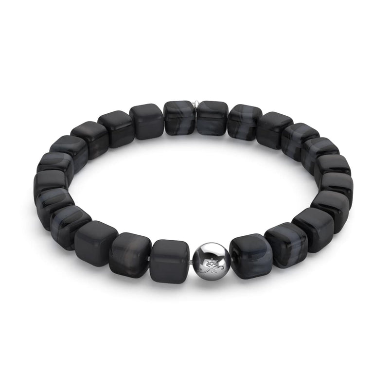 Black Agate | Silver | Gemstone Pebble Bracelet