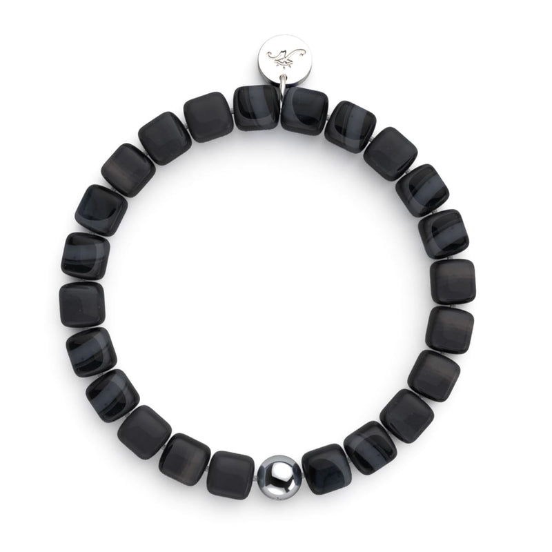 Black Agate | Silver | Gemstone Pebble Bracelet