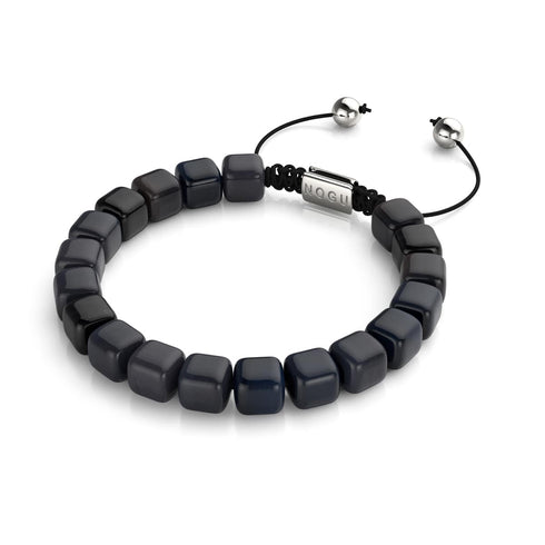 Agate noire | Argent | Bracelet macramé caillou pierre gemme