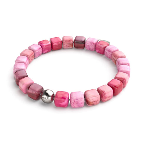 Agate Fuchsia | Argent | Bracelet Galet Pierres Précieuses
