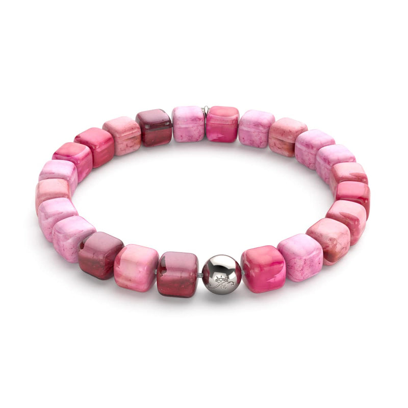 Agate Fuchsia | Argent | Bracelet Galet Pierres Précieuses