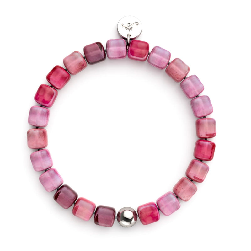 Agate Fuchsia | Argent | Bracelet Galet Pierres Précieuses